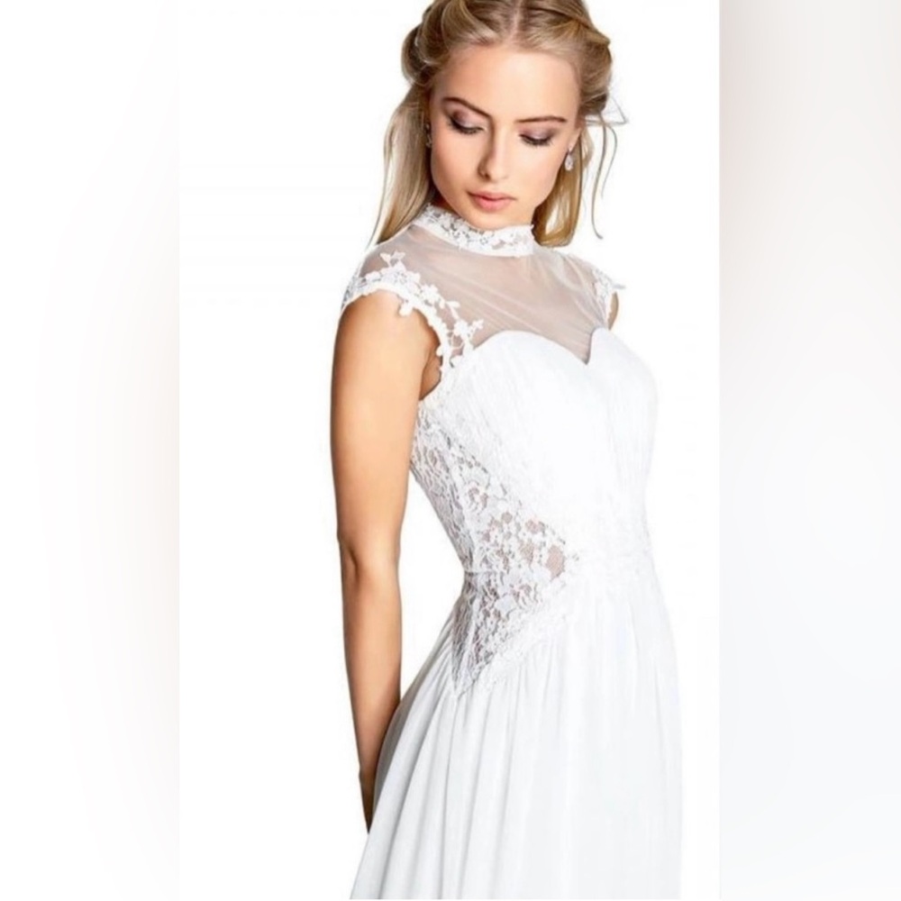 Little Mistress Bridal Lace Detail Chiffon Wedding Dress